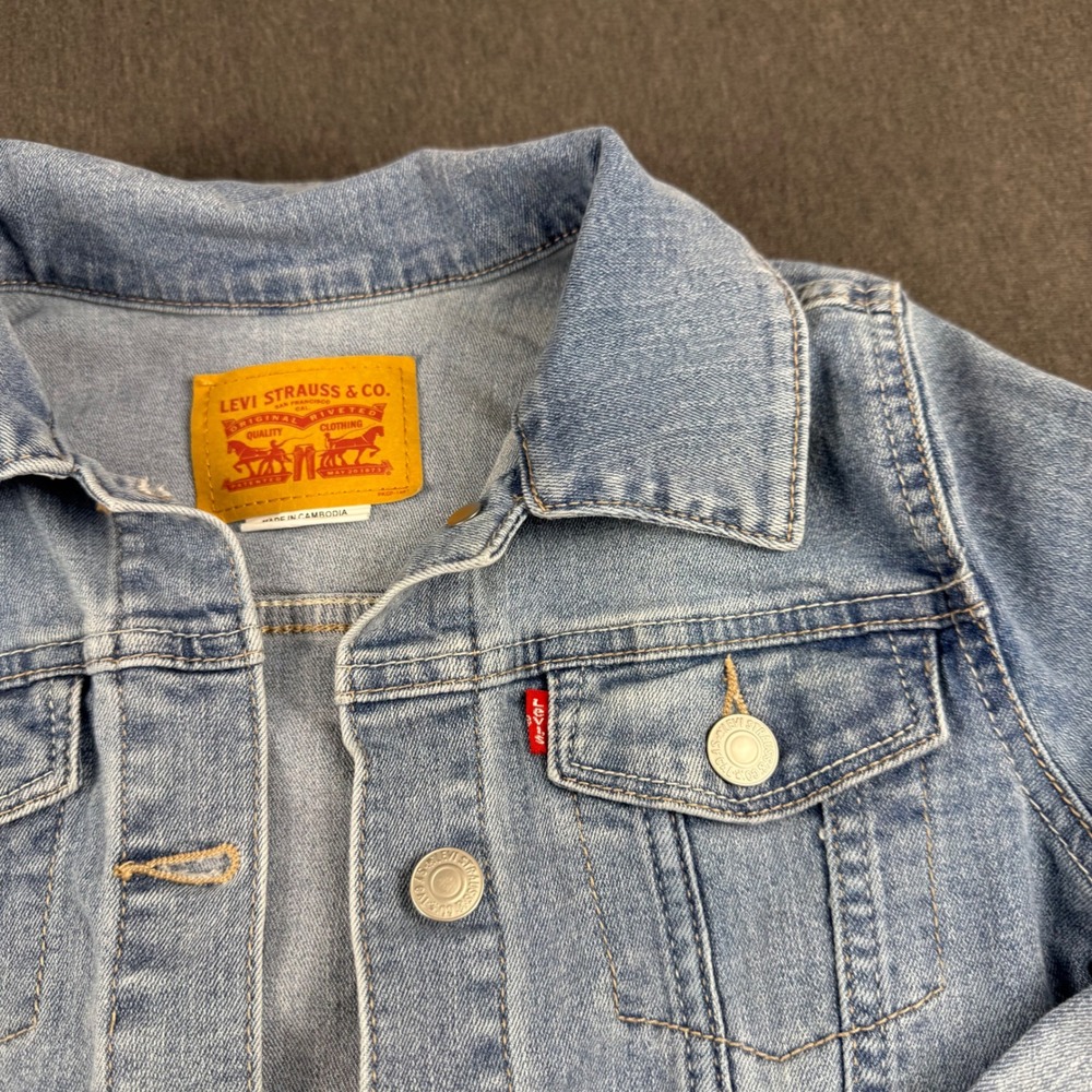 Levis Kids Denim‎ Trucker Jacket Light Wash Blue Size L 10/12 41M050-MBL